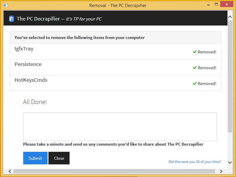PC Decrapifier - Completed Screen